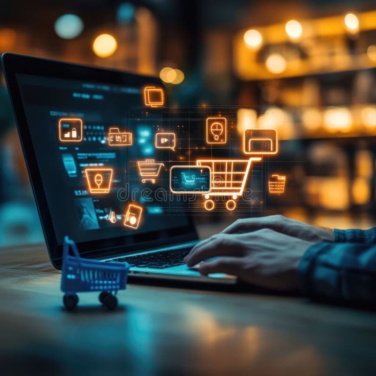 digital marketplace experience online shopping, virtual orders, mobile app, laptop comm